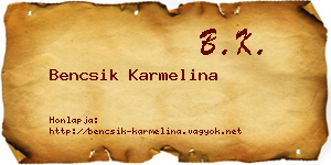 Bencsik Karmelina névjegykártya